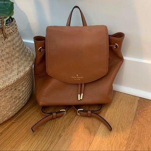 Kate spade small breezy warm cognac backpack